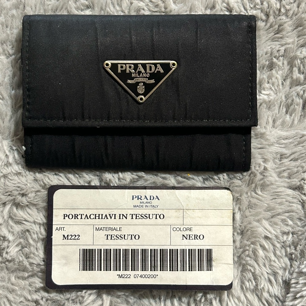 Prada Black Nylon & Leather Key Wallet